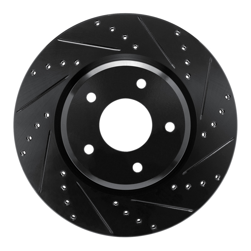 Pontiac GTO Brake Rotor (1) - Front Right - R1 Concepts - Drilled & Slotted - Black - `05-`06